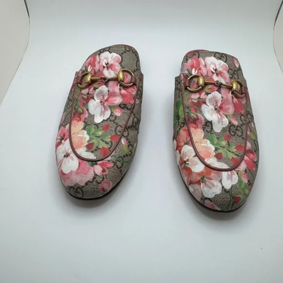 Gucci Princetown Mokassins Floral Mules GG Supreme Bloom Canvas Multicolor W 36 - Picture 5 of 16